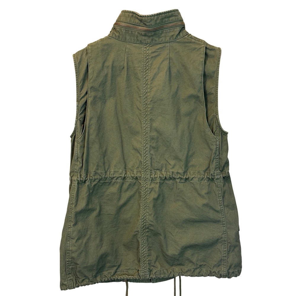 Pleione Army Green Cotton Canvas Sleeveless Vest Size Small - Picture 9 of 9